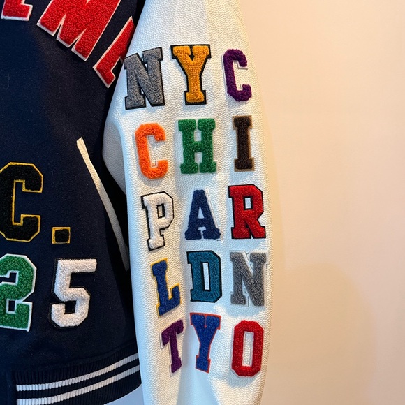 Supreme Praises Varsity Navy Blue Padded Jacket - Picture 4 of 12